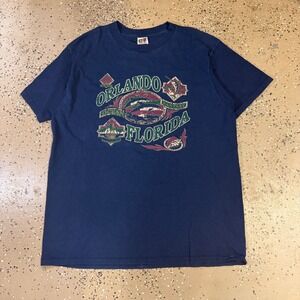 Fruit of the Loom Orlando Florida T Shirt Mens XL Navy Blue Graphic Tee